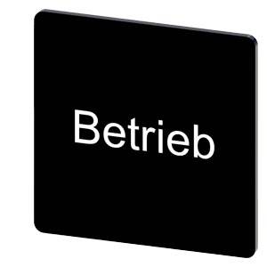 Schwarzer abgerundeter quadratischer Schaltfläche mit der Bezeichnung 'Betrieb' in weißem Text.