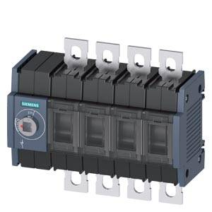 Siemens vierpoliger Leistungsschalter oder Schaltermodul mit verstellbarem Drehregler und durchsichtiger Frontabdeckung, dargestellt vor weißem Hintergrund.