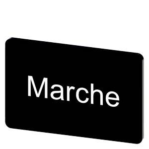 Schwarzes rechteckiges Schild mit dem Wort „Marche