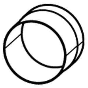 Schwarz-Weiß-Strichzeichnung von zwei sich überlappenden kreisförmigen Ringen, wie ein einfaches abstraktes Logo oder Emblem.