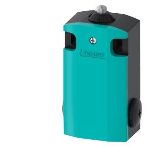 Teal Siemens Elektrogerät oder Schaltergehäuse mit schwarzer Oberseite und seitlichen Reglern auf weißem Hintergrund.