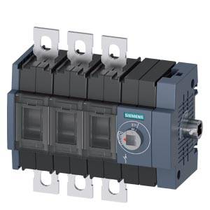 Siemens dreipoliger Leitungsschutzschalter mit Drehschalter und Metallklemmen, dargestellt in einem Produktfoto auf weißem Hintergrund
