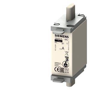 Eine Siemens-Elektroschutzschalter-Patrone mit grauem Gehäuse und Anschlüssen oben/unten, isoliert auf weißem Hintergrund dargestellt.