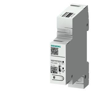 Siemens DIN-Schienen-Industriemodul mit Frontbezeichnung, QR-Codes und Statusanzeigen.