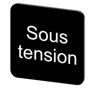 Schwarzes Warnsschild mit weißem Text „Sous tension
