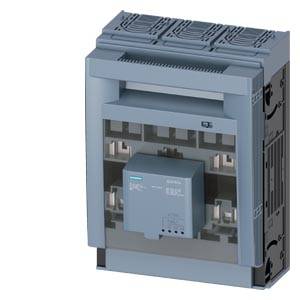 Grauer elektrischer Schaltschrank mit transparenter Frontseite, die ein internes Leistungsschalter- oder Schaltmodul im Inneren zeigt.