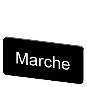 Schwarzes abgerundetes rechteckiges Schild mit der Aufschrift „Marche