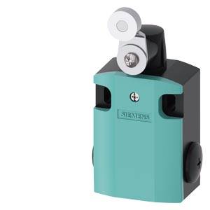 Siemens Industrie-Endschalter mit grünem Gehäuse und oben montierter Betätigungsrolle