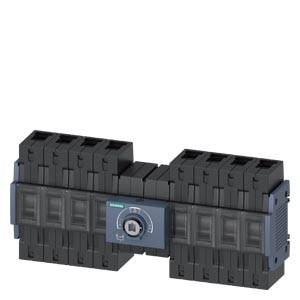 Schwarzes elektrisches Schaltgerät oder Leistungsschaltermodul mit einer zentralen Drehregelung, Frontansicht auf weißem Hintergrund.