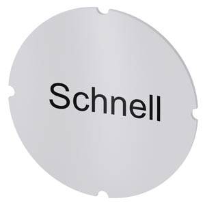 Graue kreisförmige Bezeichnung mit dem Wort „Schnell