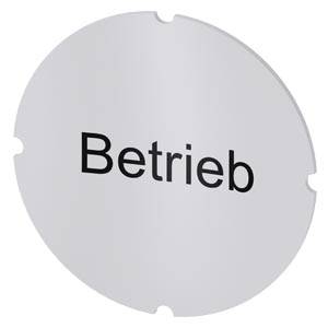 Rundes graues Etikett mit dem Wort „Betrieb