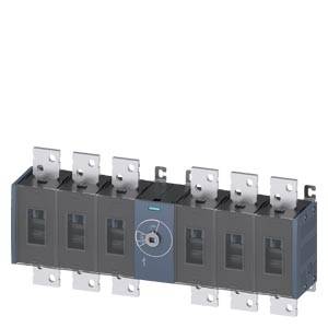 Mehrpoliger elektrischer Schalter oder Schütz mit sechs Metallklemmen und einem zentralen Bedienknopf, dargestellt auf weißem Hintergrund.