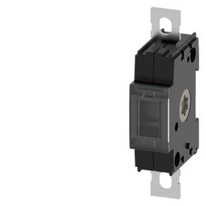 Schwarzes Elektroschutzschalter- oder Schaltmodul mit Metallbefestigungslaschen, isoliert auf weißem Hintergrund dargestellt.