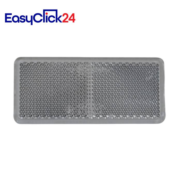 Graues rechteckiges Gitter-Luftventil oder Filter mit abgerundeten Ecken, dargestellt auf weißem Hintergrund mit dem EasyClick24-Logo oben links.