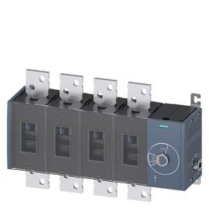 Vierpoliger elektrischer Leitungsschutzschalter oder Schaltermodul mit Metallanschlussfahnen, dargestellt in einem grauen Industriegehäuse auf weißem Hintergrund.