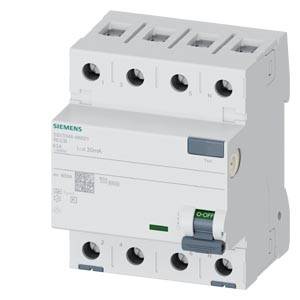 Weißer Siemens-Leistungsschalter mit vier Anschlüssen und grünem 