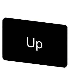 Schwarzer abgerundeter rechteckiger Button mit dem Wort „Up