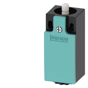 Siemens Industrie-Druckschalter mit teal-farbiger Frontplatte, schwarzem Gehäuse und weißem Betätiger oben.
