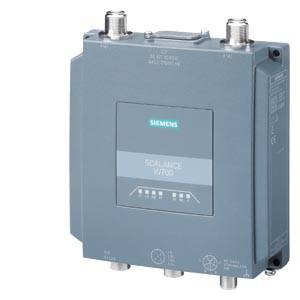 Siemens SCALANCE W170 Industriefunkgerät mit Antennensteckern oben und unten.