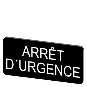 Schwarzes Schild mit weißem Text „ARRÊT D'URGENCE