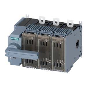 Siemens-Elektroschutzschalter-Modul mit drei vorderen Anschlüssen und grauem isoliertem Gehäuse auf weißem Hintergrund.