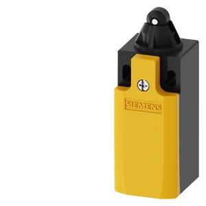 Gelber und schwarzer Siemens-Grenzenalter mit Rollenhebel-Betätiger, dargestellt auf weißem Hintergrund.