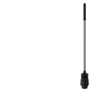 Lange flexible Sensorsonde mit schwarzer Spitze und Stecker, isoliert auf weißem Hintergrund.