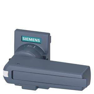 Siemens grauer Elektroschalter oder Leistungsschalter-Griff auf weißem Hintergrund.