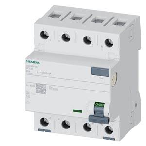 Foto eines Siemens-Elektroschutzschaltermoduls mit vier Anschlüssen und einem grauen Ein-/Ausschalthebel.