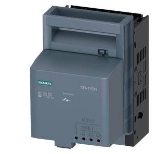 Graues Siemens SENTRON Elektrogerät mit vorderen Statusindikatoren, gezeigt auf weißem Hintergrund.