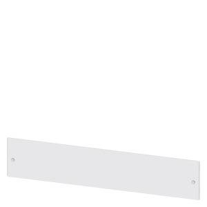 Leeres weißes rechteckiges Schild oder Panel mit kleinen Löchern an beiden Enden, dargestellt auf weißem Hintergrund.