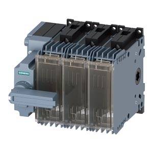Siemens Schütz mit transparenter Abdeckung, zeigt drei Hauptkontakte und obere Anschlussverbindungen auf weißem Hintergrund.