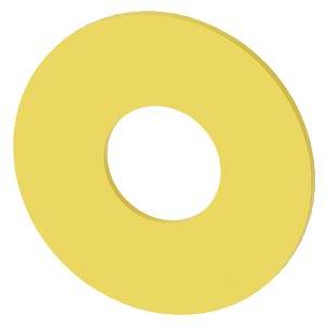 Gelber donutförmiger Ring auf weißem Hintergrund.