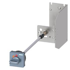 Industrieller Drehschalter, der über eine Hebelwelle mit einem Metallgehäuse verbunden ist und einen installierten Trenn- oder Steuermechanismus zeigt.