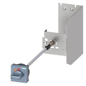 Elektroschalter-Baugruppe mit einer langen Betätigungsstange, die mit einem grauen Metallgehäuse verbunden ist, dargestellt auf weißem Hintergrund.