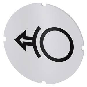 Graues Kreissymbol mit einem schwarzen nach links zeigenden Pfeil, der in einen Ring eintritt und eine Rück- oder Rückwärtsrichtung anzeigt.