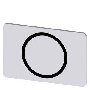 Weiße abgerundete rechteckige Karte mit einem großen schwarzen umrandeten Kreis in der Mitte, der einem leeren Button oder Symbol ähnelt.