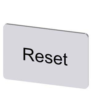 Nahaufnahme eines grauen rechteckigen Buttons mit der Aufschrift „Reset