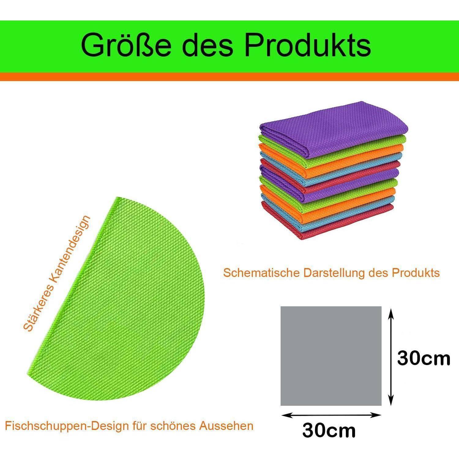 Mikrofasertücher 10 Stück 30x30cm Fischschuppen-Design fusselfrei