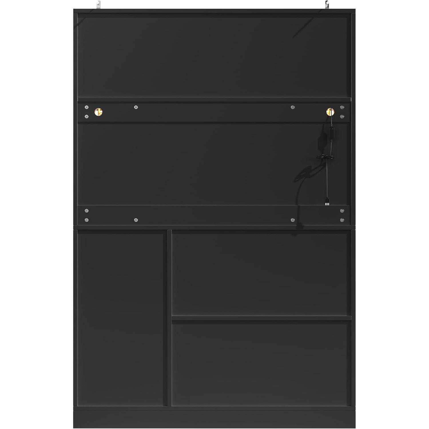 Küchenschrank 120x40x188cm Schwarz mit LED-Lichtleiste