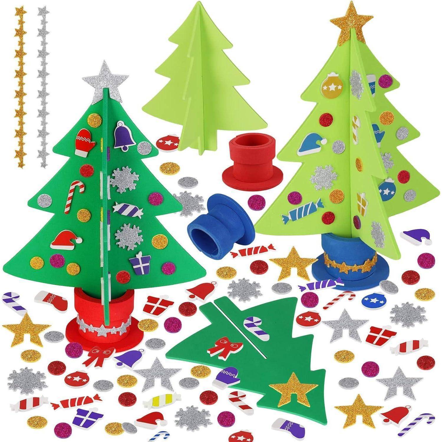 Weihnachtsbaum Bastelset für Kinder, 6 Stück Moosgummi DIY