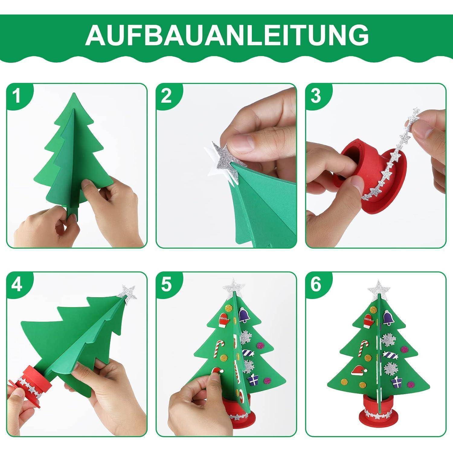 Weihnachtsbaum Bastelset für Kinder, 6 Stück Moosgummi DIY