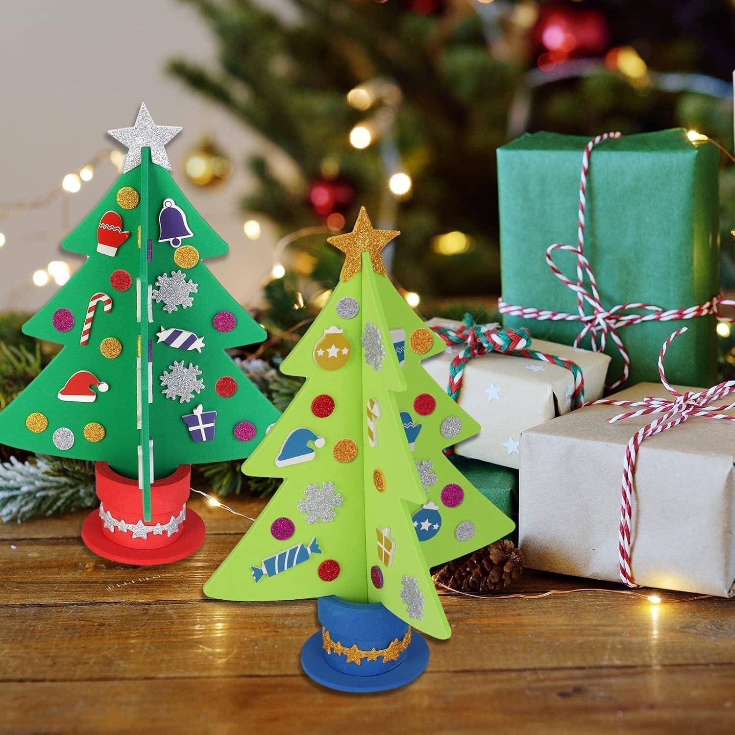 Weihnachtsbaum Bastelset für Kinder, 6 Stück Moosgummi DIY