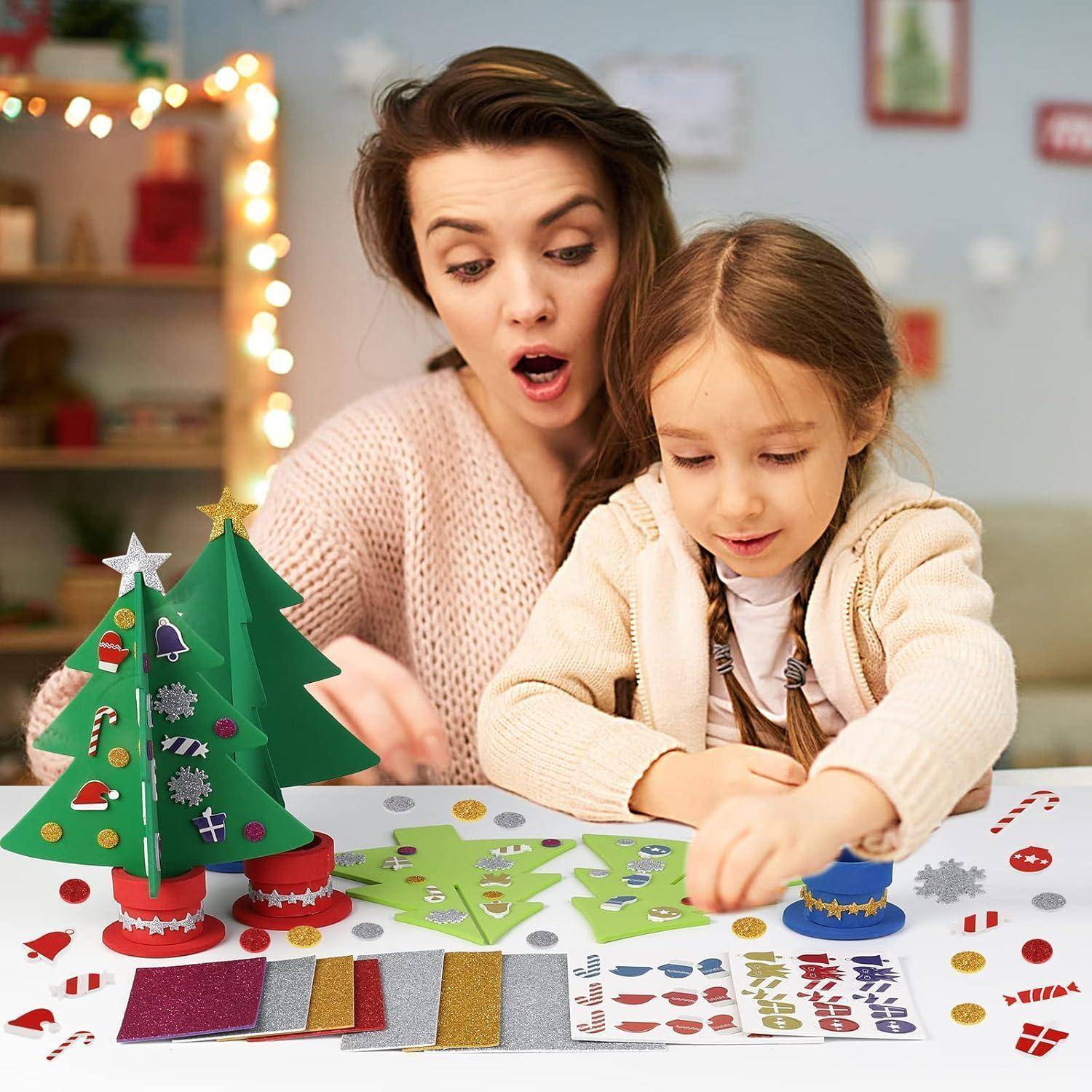 Weihnachtsbaum Bastelset für Kinder, 6 Stück Moosgummi DIY