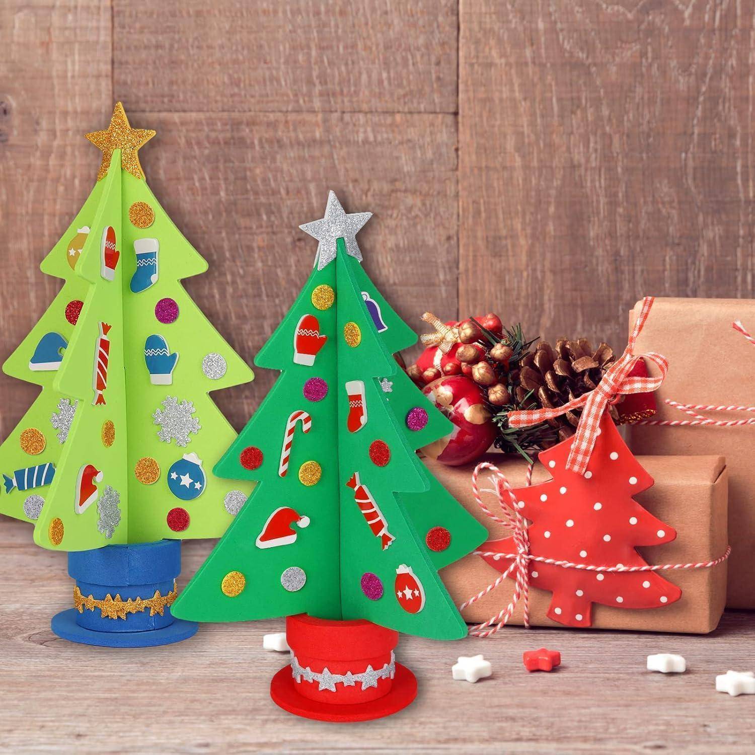 Weihnachtsbaum Bastelset für Kinder, 6 Stück Moosgummi DIY