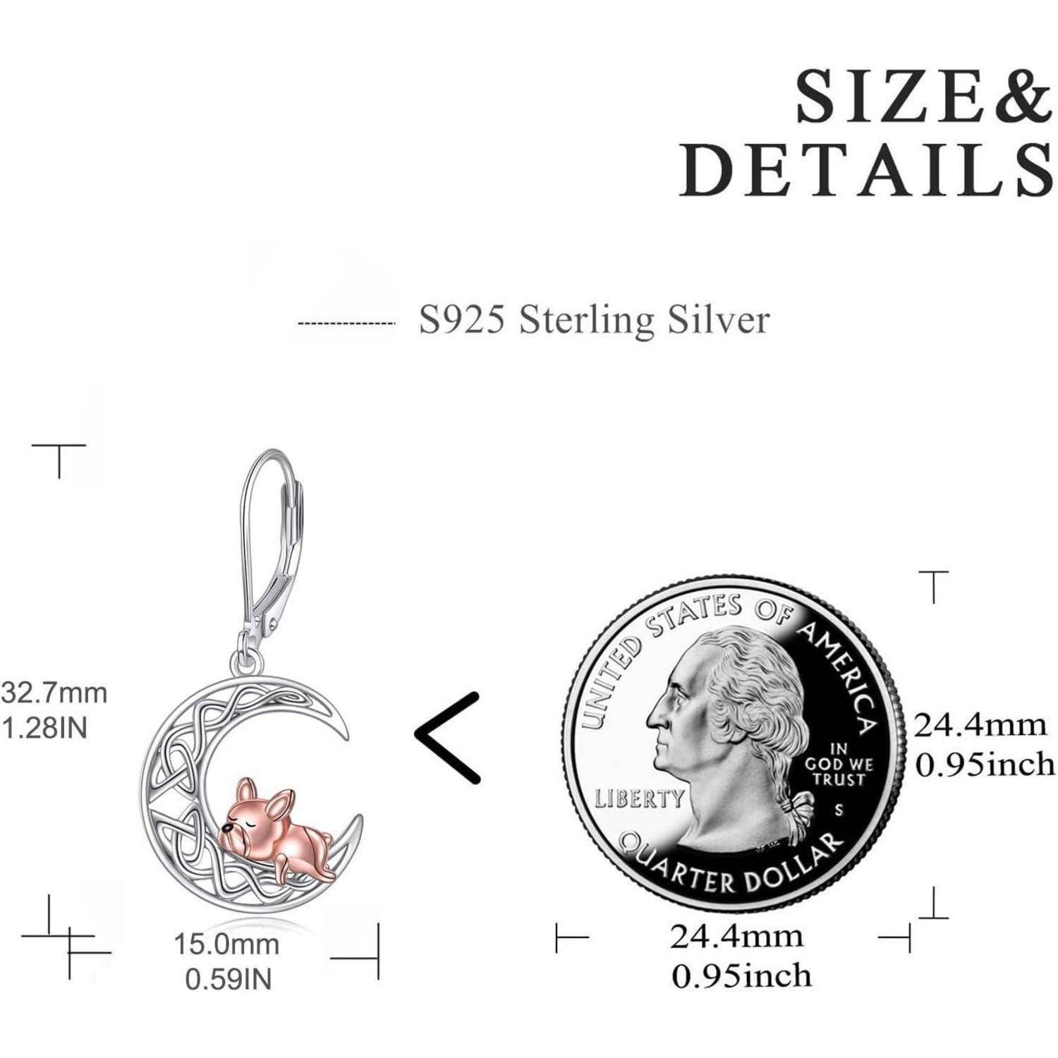 Ohrringe Keltisch Hängend Sterling Silber Französische Bulldogge
