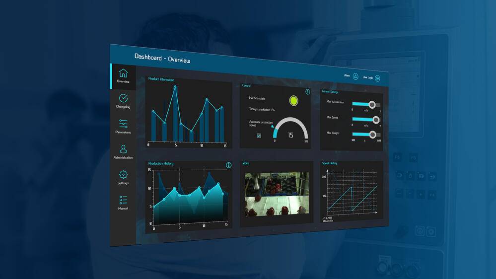 Dunkles Analytics-Dashboard mit der Bezeichnung 