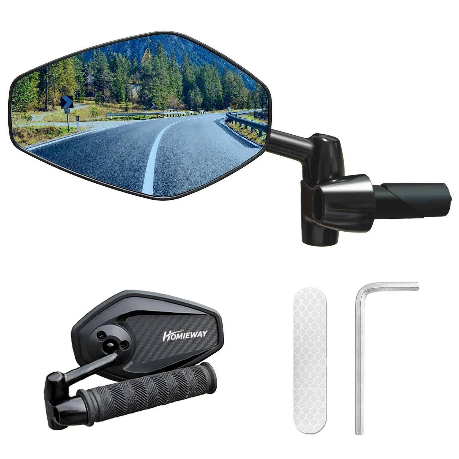 Fahrradspiegel Lenkerendenspiegel Blau Kohlefaser Klappbar 16-21mm