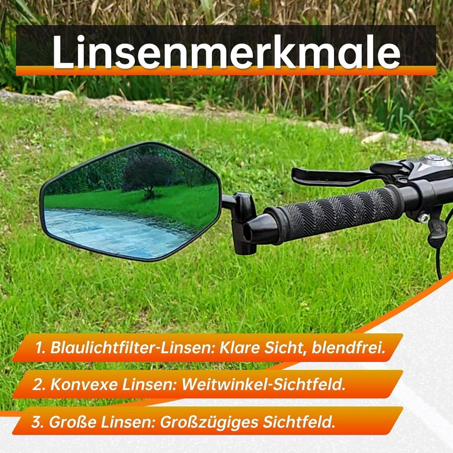 Fahrradspiegel Lenkerendenspiegel Blau Kohlefaser Klappbar 16-21mm
