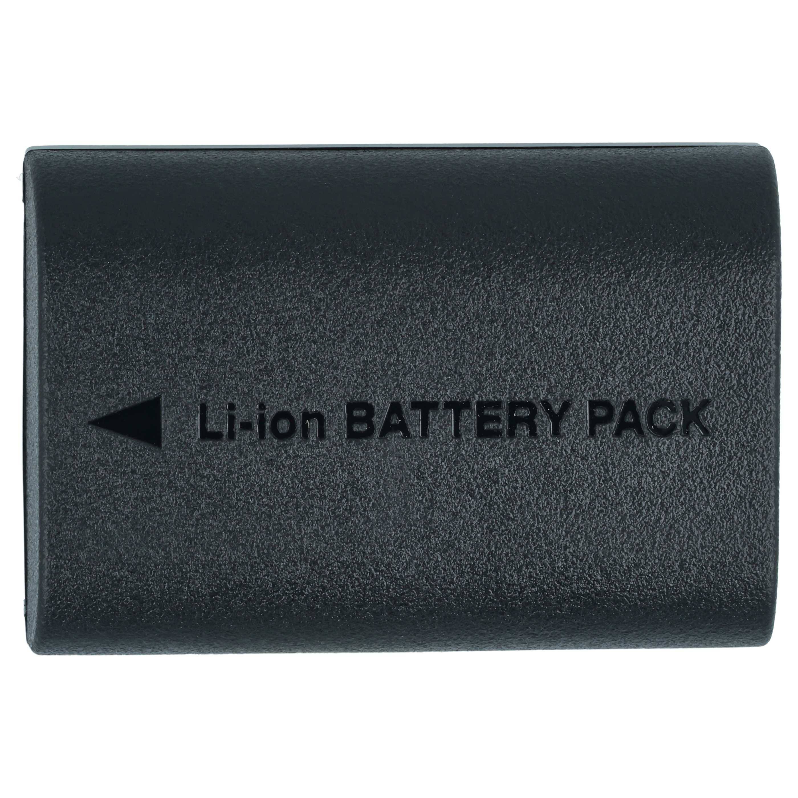 Schwarzes Lithium-Ionen-Akkupack mit einem Pfeil und dem Text „Li-ion BATTERY PACK